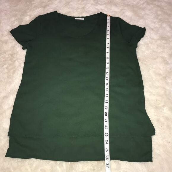 Soprano scoop neck dark green caree blouse size small - Picture 3 of 6
